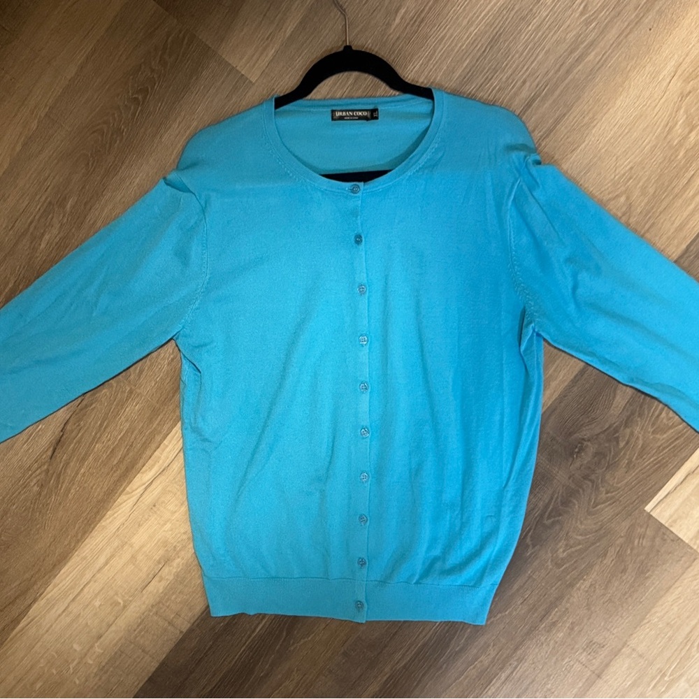 Urban Coco Lightweight Turquoise Button-Front Car… - image 7